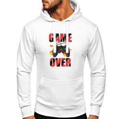 Game Over rosso nero felpa con cappuccio personalizzata uomo digitalshirt bianca