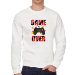 Game Over rosso nero felpa senza cappuccio personalizzata uomo digitalshirt bianca