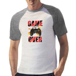 Game Over rosso nero t-shirt bicolor personalizzata uomo digitalshirt grigia