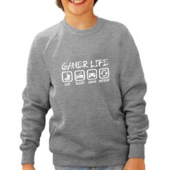Gamer Life felpa senza cappuccio personalizzata bambino digitalshirt grigia