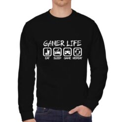 Gamer Life felpa senza cappuccio personalizzata uomo digitalshirt nera