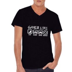 Gamer Life t-shirt scollo a v personalizzata uomo digitalshirt nera