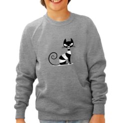 Gatto a Righe felpa senza cappuccio personalizzata bambino digitalshirt grigia