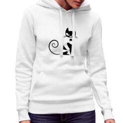 Gatto a Righe felpa con cappuccio personalizzata donna digitalshirt bianca.jpg