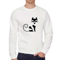 Gatto a Righe felpa senza cappuccio personalizzata uomo digitalshirt bianca