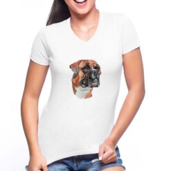 German Boxer t-shirt scollo a v personalizzata donna digitalshirt bianca