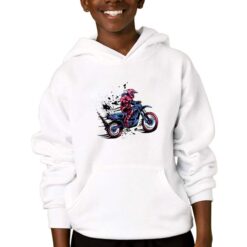Girl Motocross felpa con cappuccio personalizzata bambino digitalshirtbianco