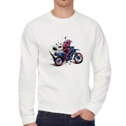 Girl Motocross felpa senza cappuccio personalizzata uomo digitalshirt bianca