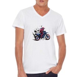 Girl Motocross t-shirt scollo a v personalizzata uomo digitalshirt bianca