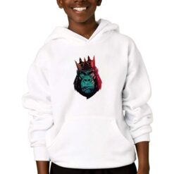 Gorilla Corona felpa con cappuccio personalizzata bambino digitalshirtbianco