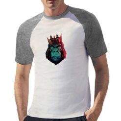 Gorilla Corona t-shirt bicolor personalizzata uomo digitalshirt grigia