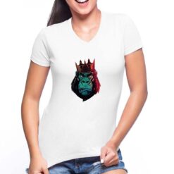 Gorilla Corona t-shirt scollo a v personalizzata donna digitalshirt bianca
