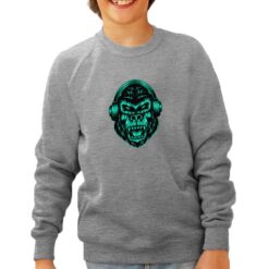 Gorilla Hardcore felpa senza cappuccio personalizzata bambino digitalshirt grigia