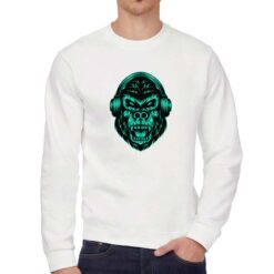 Gorilla Hardcore felpa senza cappuccio personalizzata uomo digitalshirt bianca