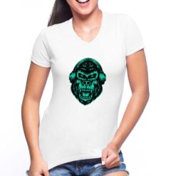 Gorilla Hardcore t-shirt scollo a v personalizzata donna digitalshirt bianca