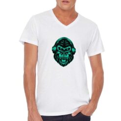 Gorilla Hardcore t-shirt scollo a v personalizzata uomo digitalshirt bianca