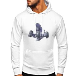 Gorilla Pesi felpa con cappuccio personalizzata uomo digitalshirt bianca