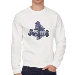 Gorilla Pesi felpa senza cappuccio personalizzata uomo digitalshirt bianca
