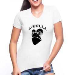 Gorilla t-shirt scollo a v personalizzata donna digitalshirt bianca
