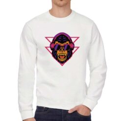 Gorilla Tekno felpa senza cappuccio personalizzata uomo digitalshirt bianca