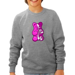 Gumbear Scheletro felpa senza cappuccio personalizzata bambino digitalshirt grigia