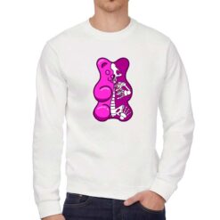 Gumbear Scheletro felpa senza cappuccio personalizzata uomo digitalshirt bianca