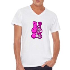 Gumbear Scheletro t-shirt scollo a v personalizzata uomo digitalshirt bianca