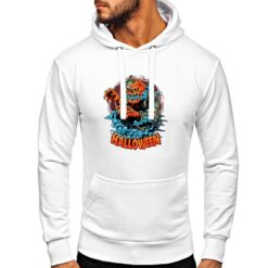 Halloween Mostro felpa con cappuccio personalizzata uomo digitalshirt bianca