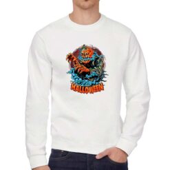 Halloween Mostro felpa senza cappuccio personalizzata uomo digitalshirt bianca