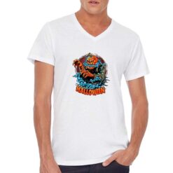 Halloween Mostro t-shirt scollo a v personalizzata uomo digitalshirt bianca