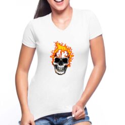 Hellrider Painting t-shirt scollo a v personalizzata donna digitalshirt bianca