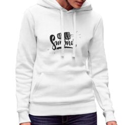 Hello Summer felpa con cappuccio personalizzata donna digitalshirt bianca.jpg
