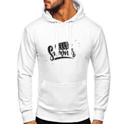 Hello Summer felpa con cappuccio personalizzata uomo digitalshirt bianca