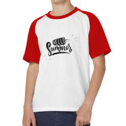 Hello Summer t-shirt bicolor personalizzata bambino digitalshirt rossa
