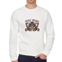 Hell Rider felpa senza cappuccio personalizzata uomo digitalshirt bianca