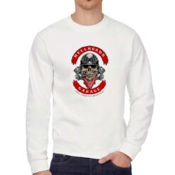 Hellroads Garage felpa senza cappuccio personalizzata uomo digitalshirt bianca