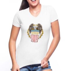 Honoring Veterans t-shirt scollo a v personalizzata donna digitalshirt bianca