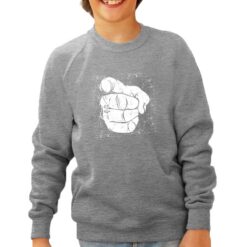 I want you felpa senza cappuccio personalizzata bambino digitalshirt grigia