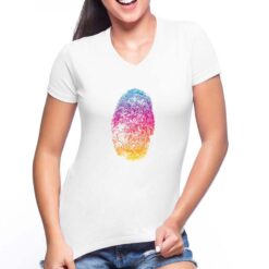 Impronta t-shirt scollo a v personalizzata donna digitalshirt bianca
