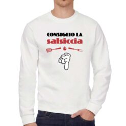 La Salsiccia felpa senza cappuccio personalizzata uomo digitalshirt bianca