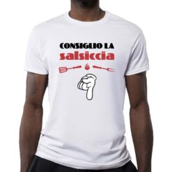 La Salsiccia t-shirt personalizzata uomo digitalshirt bianca