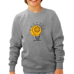 Lampadina Ingranaggio  felpa senza cappuccio personalizzata bambino digitalshirt grigia