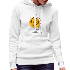Lampadina Ingranaggio  felpa con cappuccio personalizzata donna digitalshirt bianca.jpg