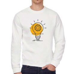 Lampadina Ingranaggio  felpa senza cappuccio personalizzata uomo digitalshirt bianca