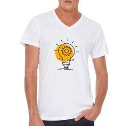 Lampadina Ingranaggio  t-shirt scollo a v personalizzata uomo digitalshirt bianca