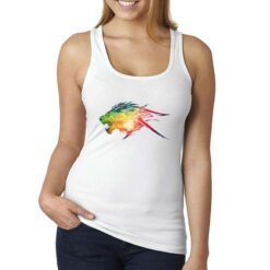 Leone Arcobaleno canottiera personalizzata donna digitalshirt bianca