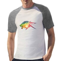 Leone Arcobaleno t-shirt bicolor personalizzata uomo digitalshirt grigia