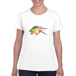 Leone Arcobaleno t-shirt personalizzata donna digitalshirt bianco
