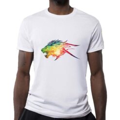 Leone Arcobaleno t-shirt personalizzata uomo digitalshirt bianca