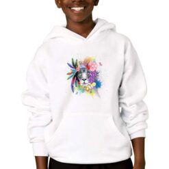 Leone Floreale felpa con cappuccio personalizzata bambino digitalshirtbianco